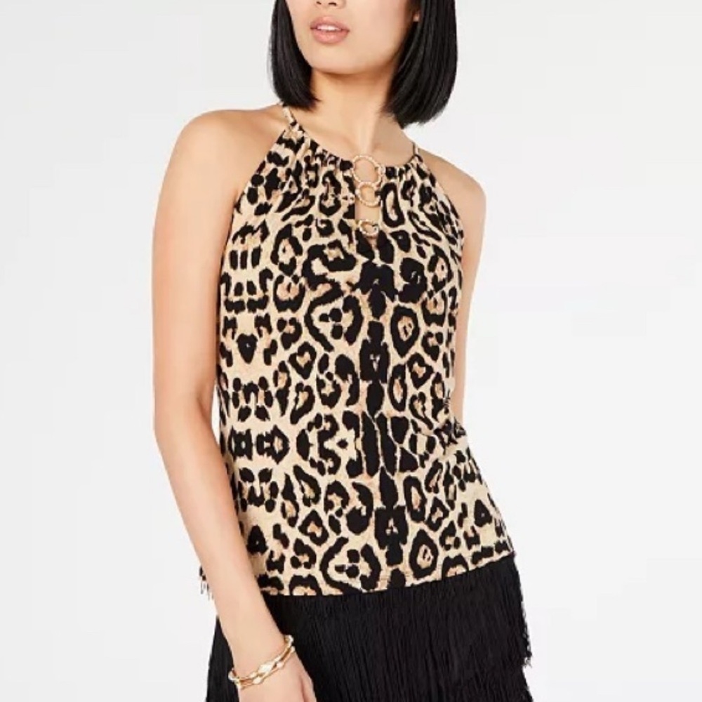 INC International Concept EUC Leopard Print Halter Top - Picture 1 of 5